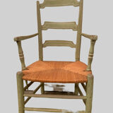 Provencal armchair in patinated beech Seat in straw XX century