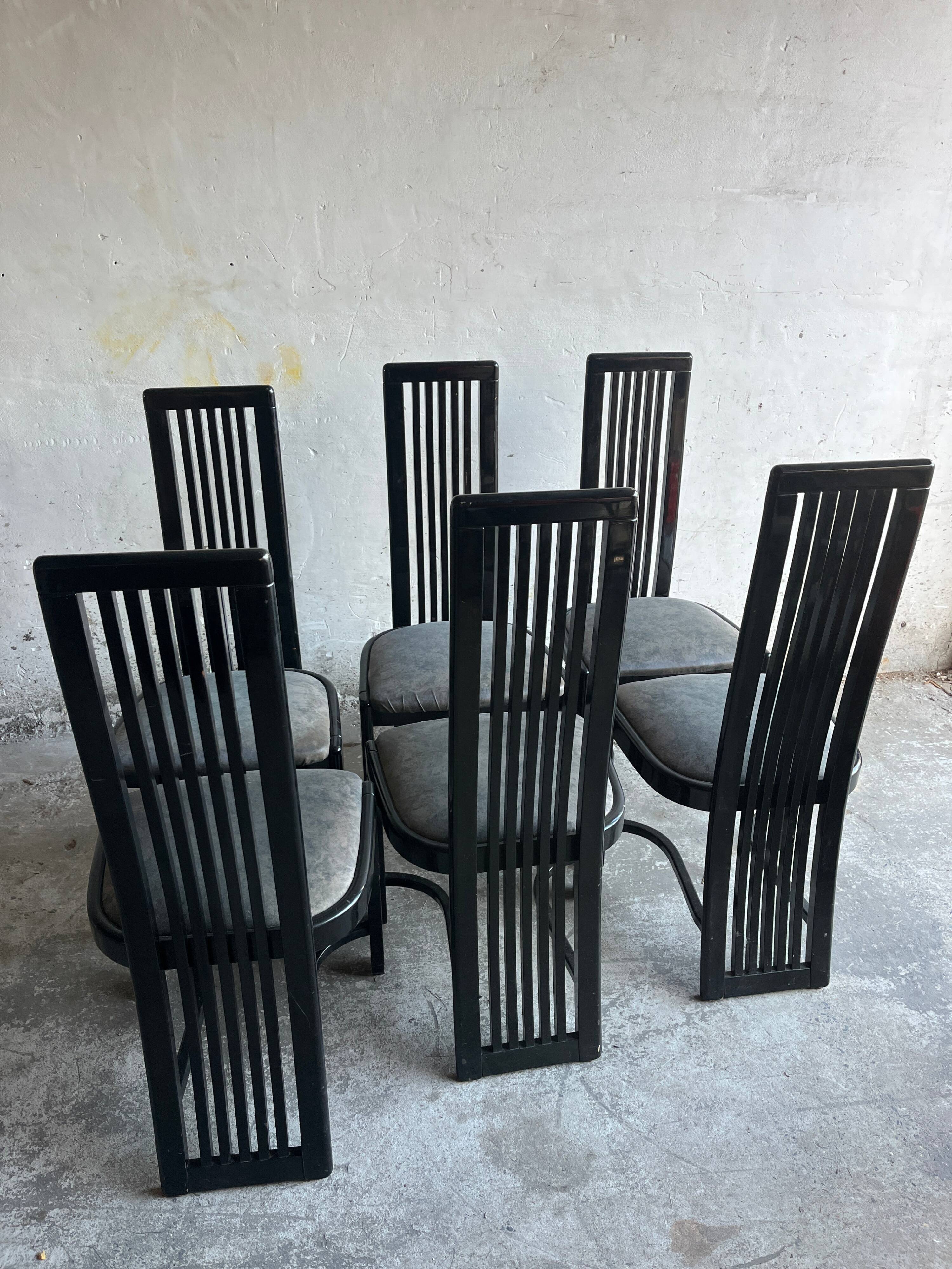 Set of 6 vintage black dining chairs