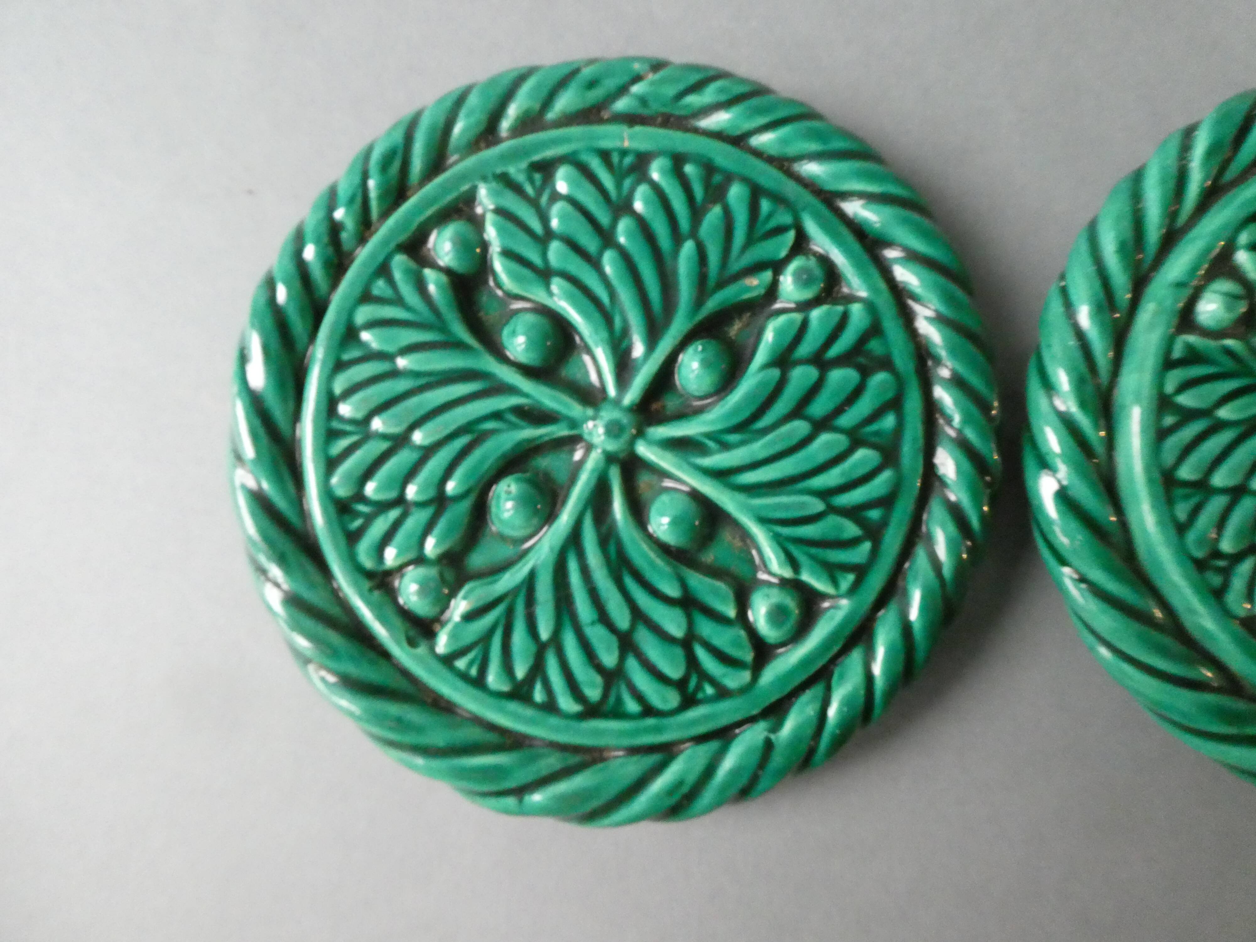 2 slip coasters, mistletoe decor, 70s