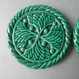 2 slip coasters, mistletoe decor, 70s