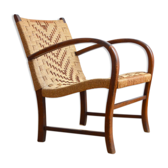 Armchair in rope and wood Vroom & dressman 1960s