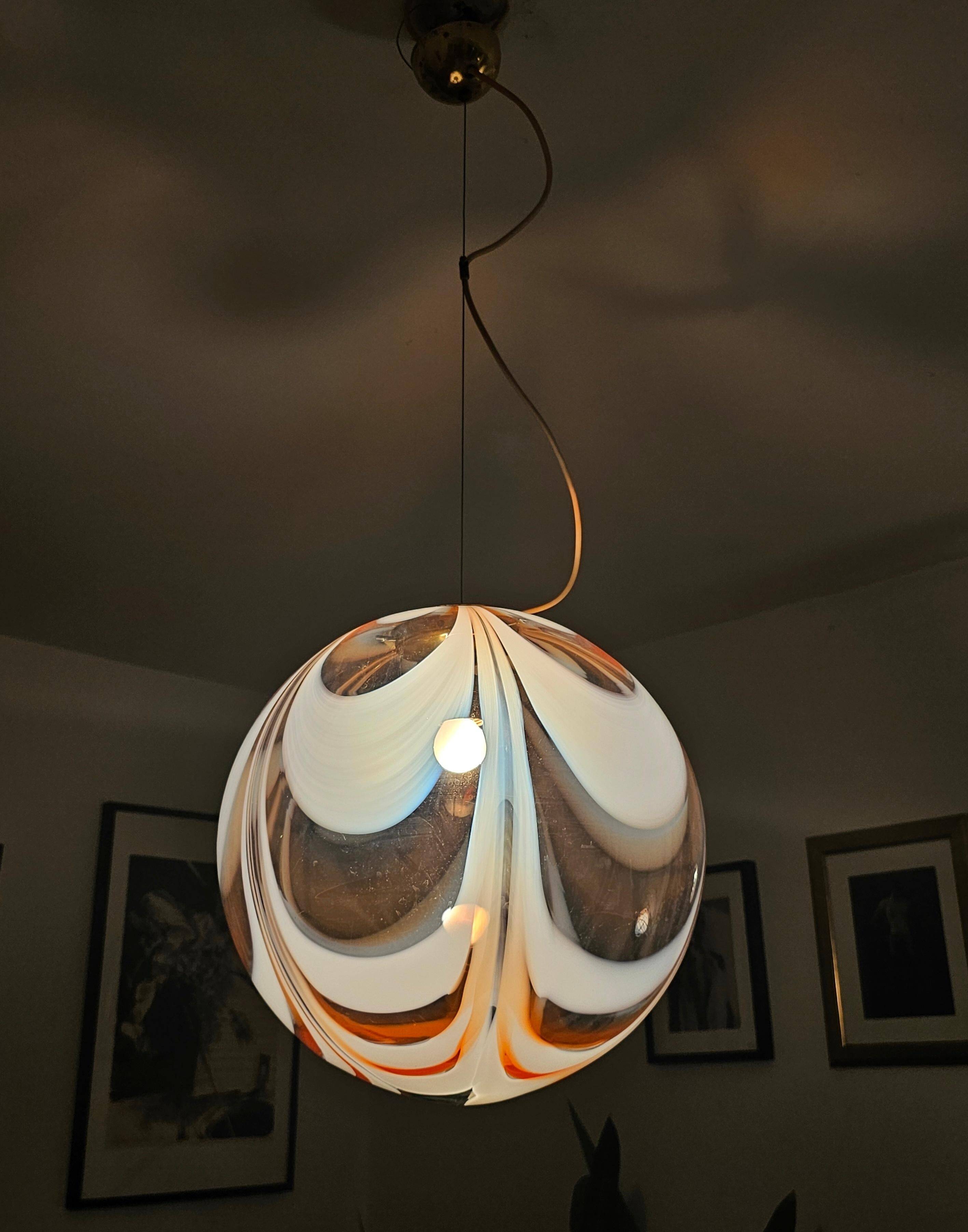 Extra large spherical Murano glass pendant from the 1960s.