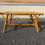 Table basse en rotin vintage an 60