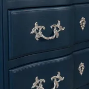 Semainier en arbalète à 7 tiroirs, bleu nuit, style Louis XIV