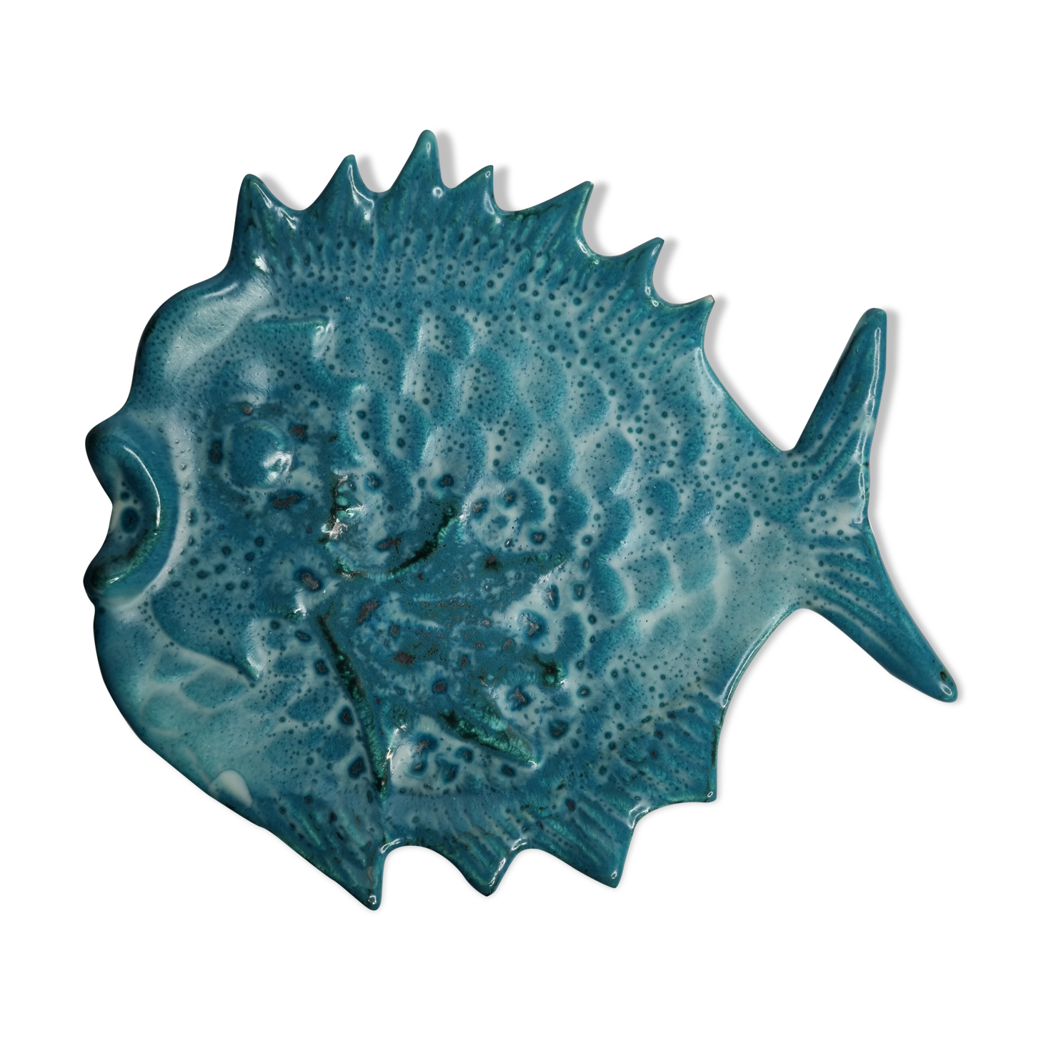 Cup, empty pocket "fat lava" in the form of cerulean blue fish, 28 cm