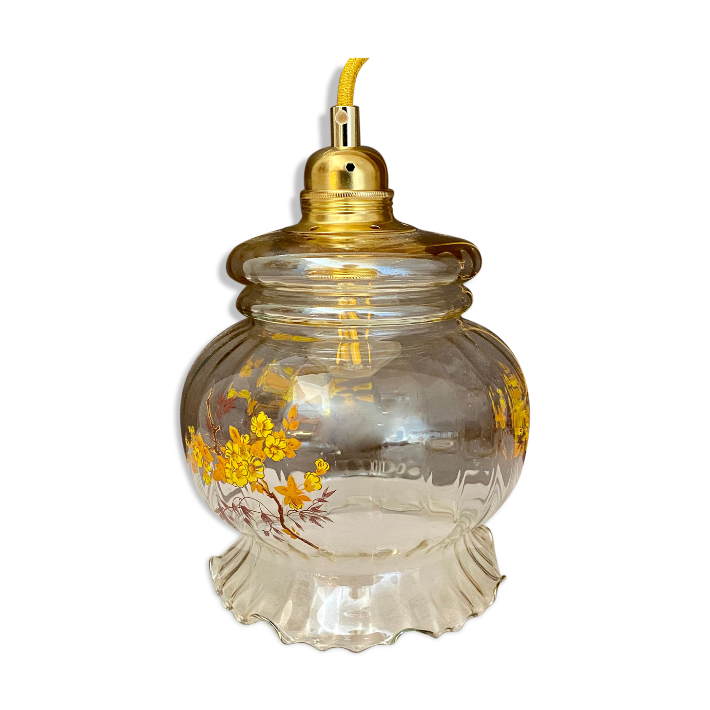 Vintage glass globe walker flower patterns