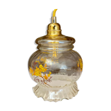 Baladeuse globe vintage en verre motifs fleurs