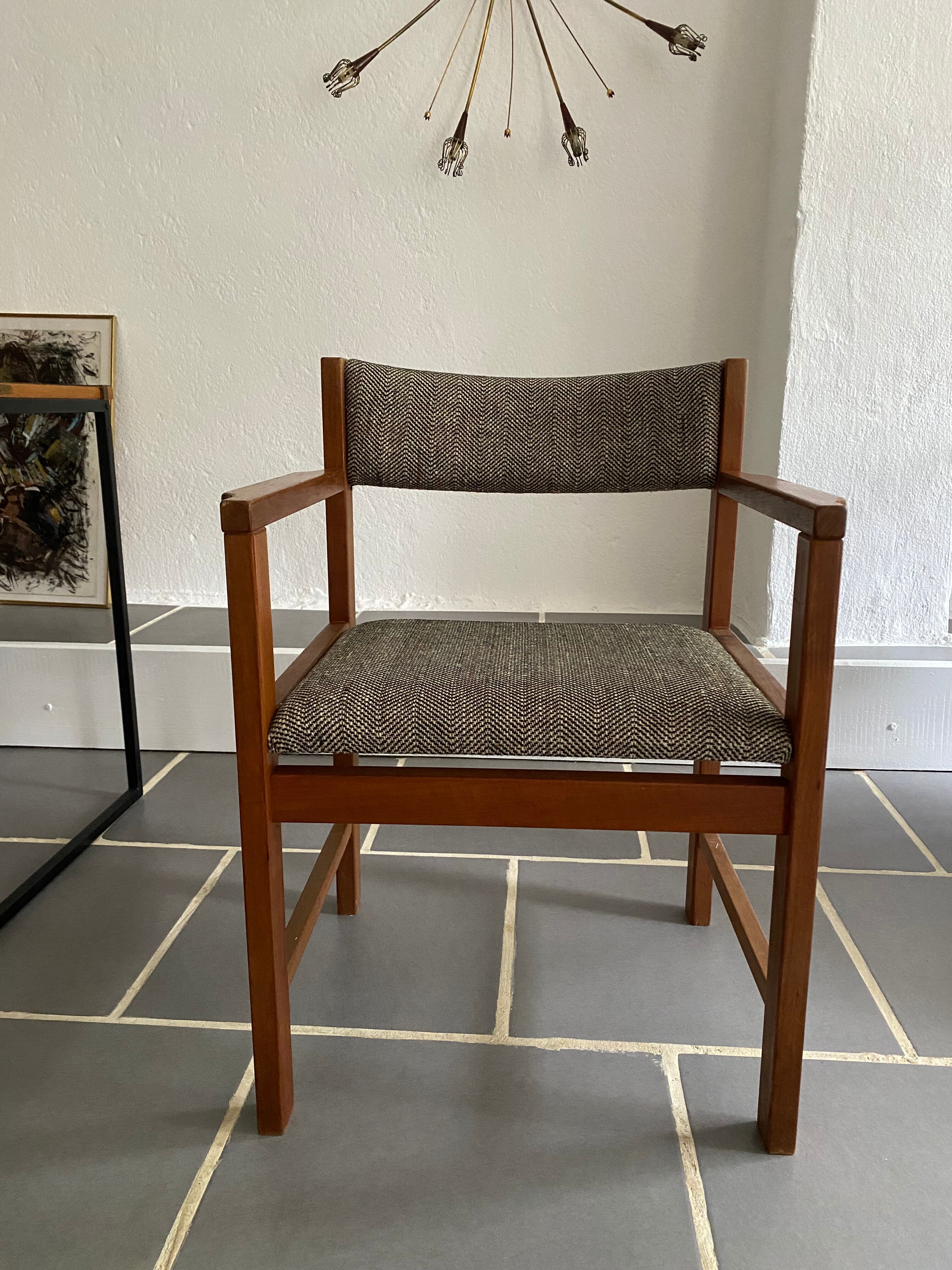 Fauteuil scandinave vintage teck et tweed
