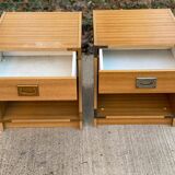 2 Scandinavian wooden boat-style bedside tables