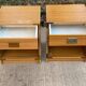 2 Scandinavian boat-style wooden bedside tables