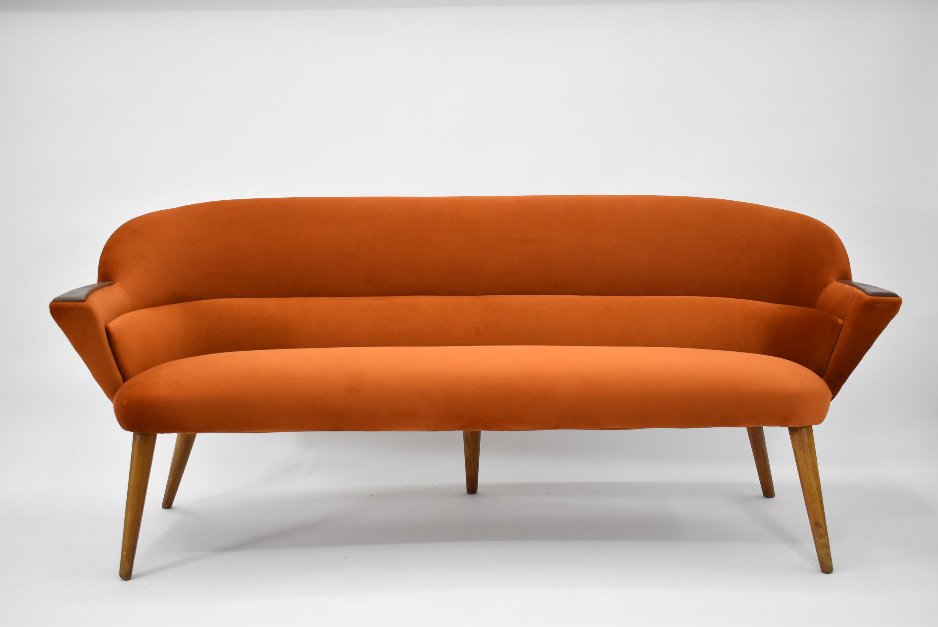 Canapé scandinave vintage Danemark années 1960 velours roux