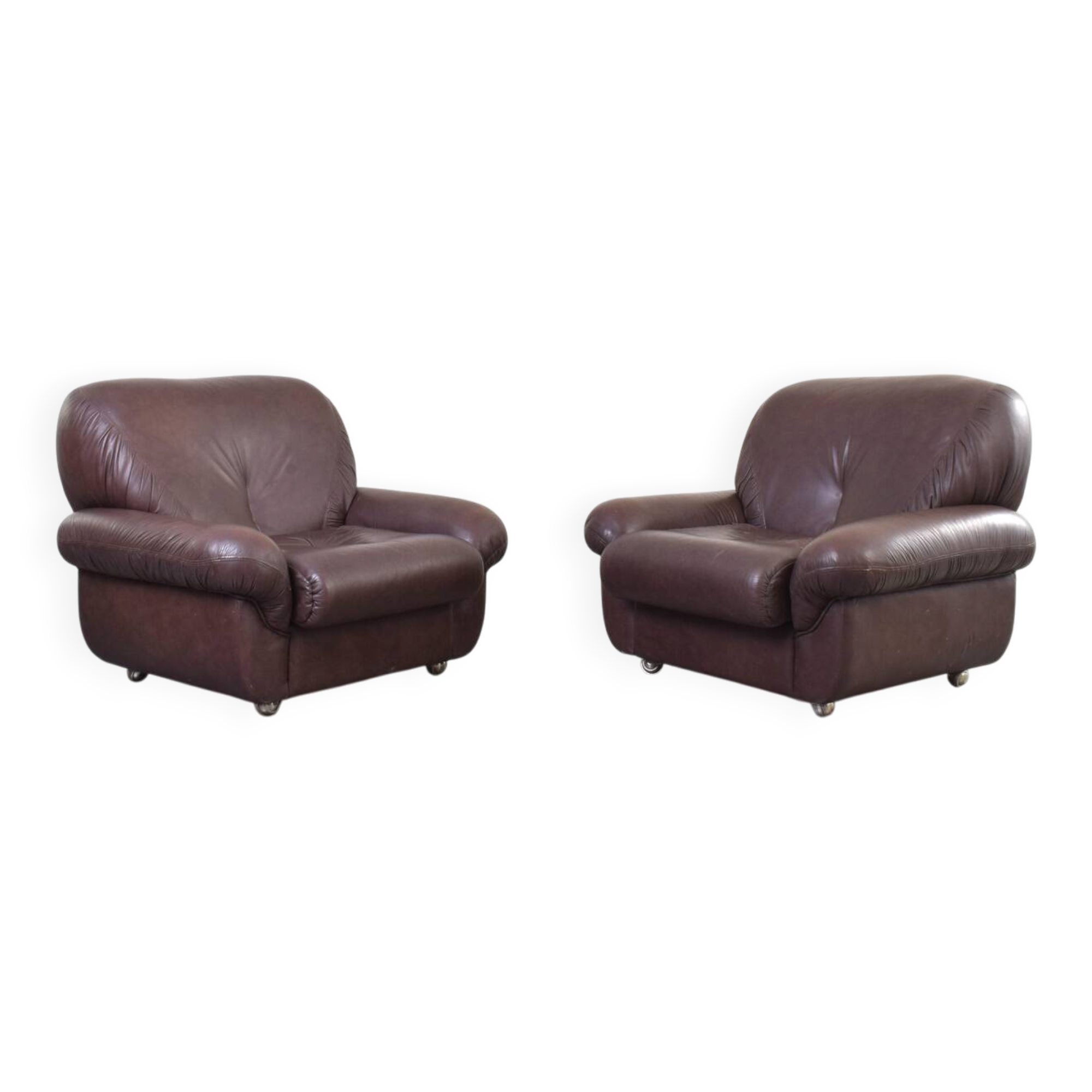Mid-Century Italian Lounge Chairs, 1970s, Set of 2.