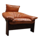 Vintage tripod lounge chair in leather, rattan and oak, Netherlands