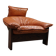 Vintage tripod lounge chair in leather, rattan and oak, Netherlands