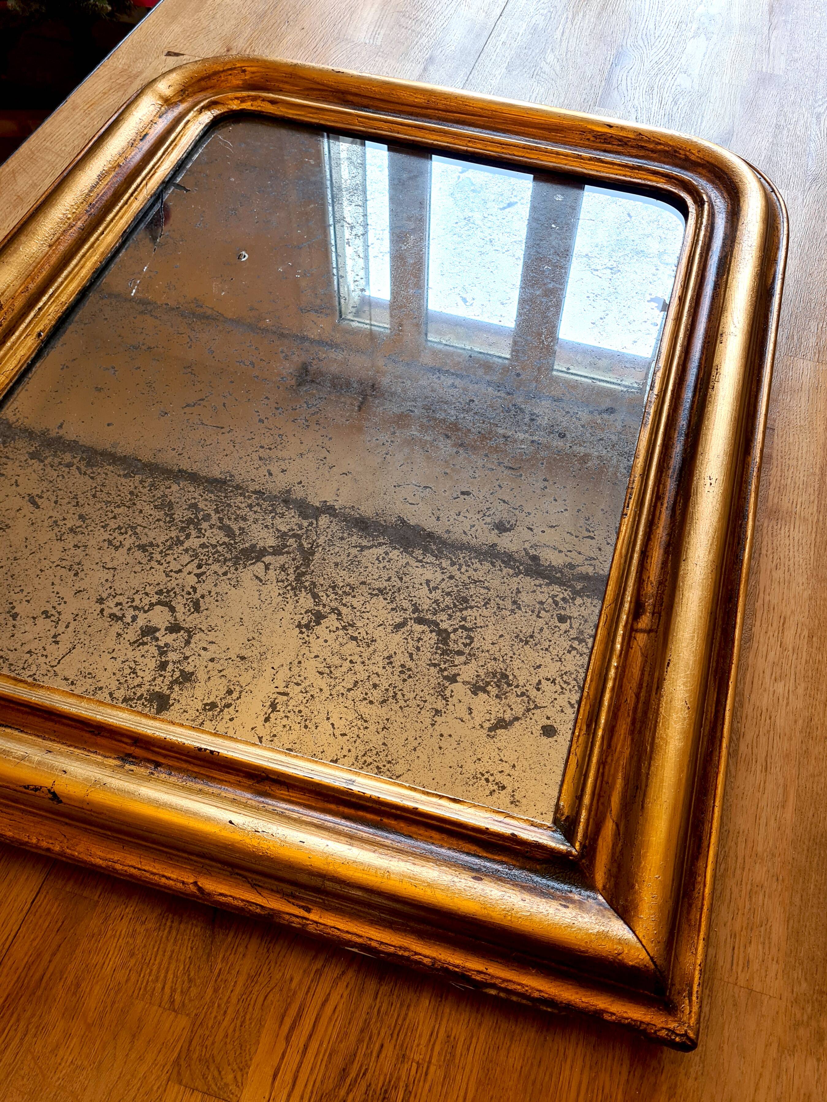 Antique Louis-Philippe mirror "Philomène" gold leaf
