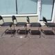 Set of 4 chrome metal and vintage leather chairs