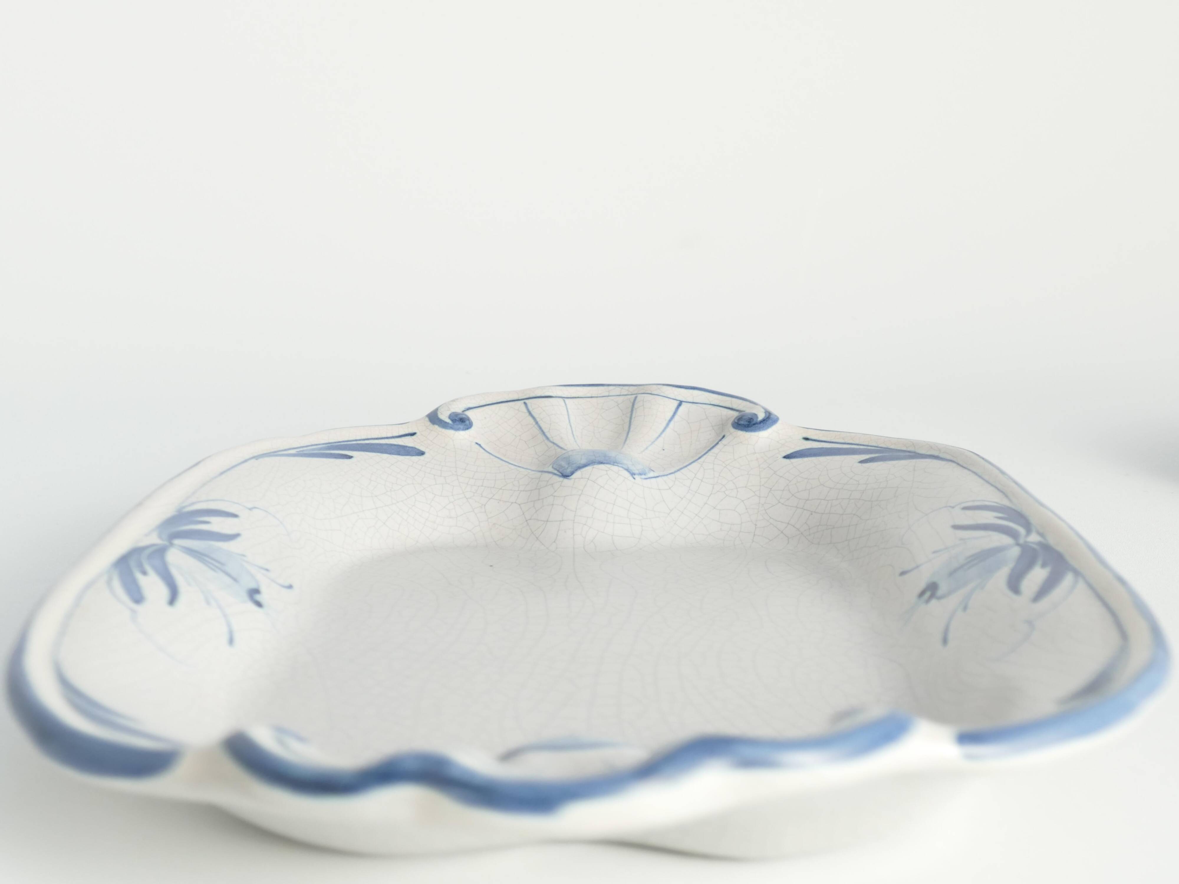 Art Deco French Blue Floral Decor Plate by Allan Eberling, Bo Fajans