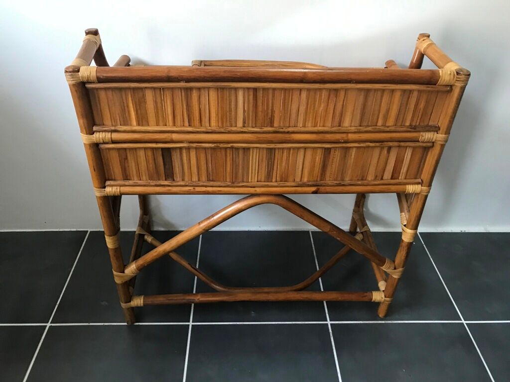 Coiffeuse bureau en rotin vintage