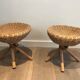 Pair of rattan stools. french work. around 1970