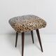 Pair of vintage leopard velvet stools from the 20th century, Europe, 1960s.