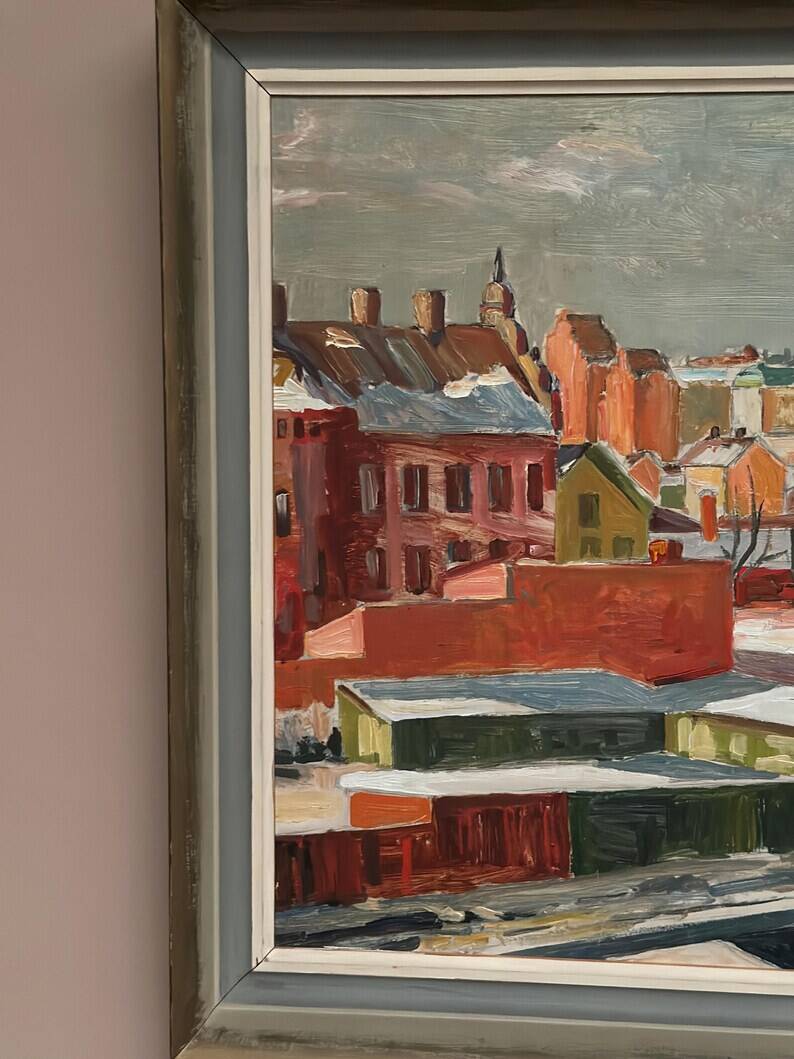 Swedish Oil on Panel“Landscape” by Bertil Lundqvist , Vintage & Framed