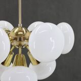 1970s Brass 9-Flamming Chandelier by Sputnik , Czechoslovakia