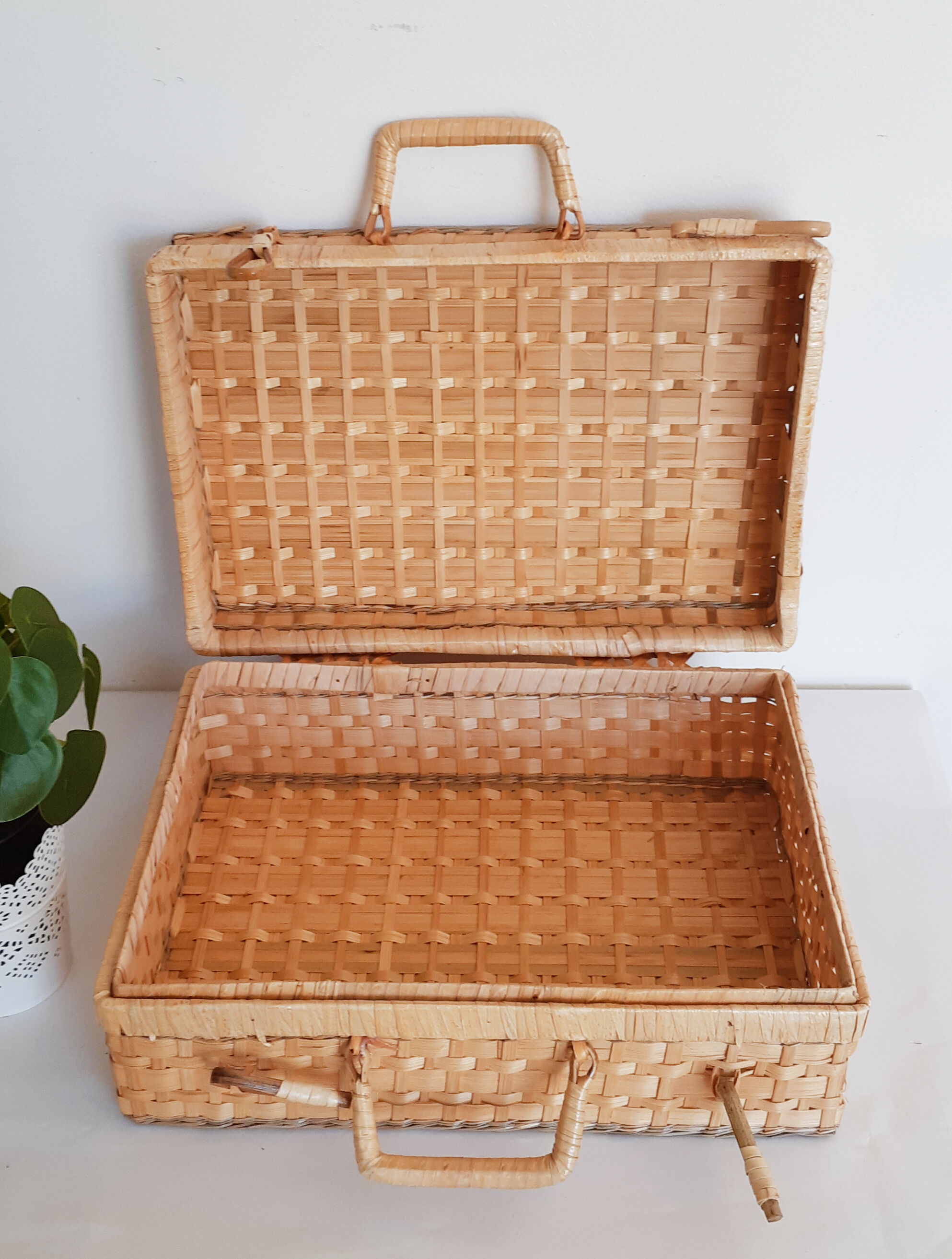 Rattan suitcase, wicker, vanity