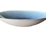 Large blue artisanal ceramic shallow dish from the 20th century.