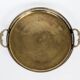 Vintage decorative brass tray, pierced edge and floral handles.
