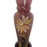 Legras Montjoye, purple enamelled glass vase with daisy pattern circa 1900
