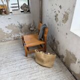 Elm and leather armchair Maison Regain