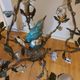 Chandelier cage décor birds and flowers in Meissen porcelain