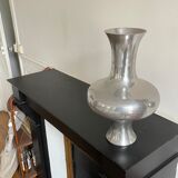 Large space age stainless steel vase, vintage seventies design 1970