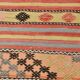 3x0 Blush Pink & Blue Striped Vintage Kilim Runner, Rugs For Bohemian Entry