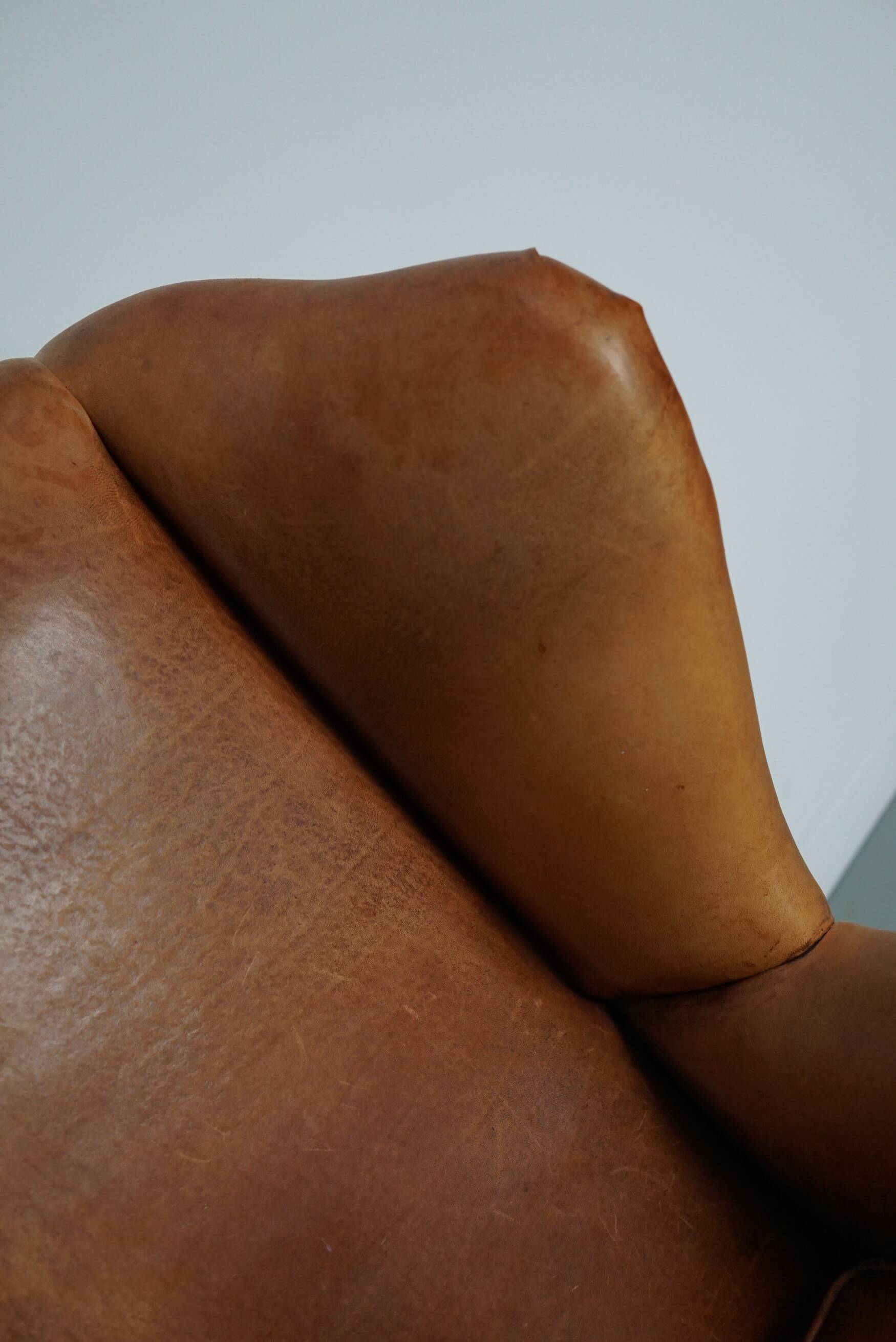 Vintage Dutch cognac coloured leather club chair