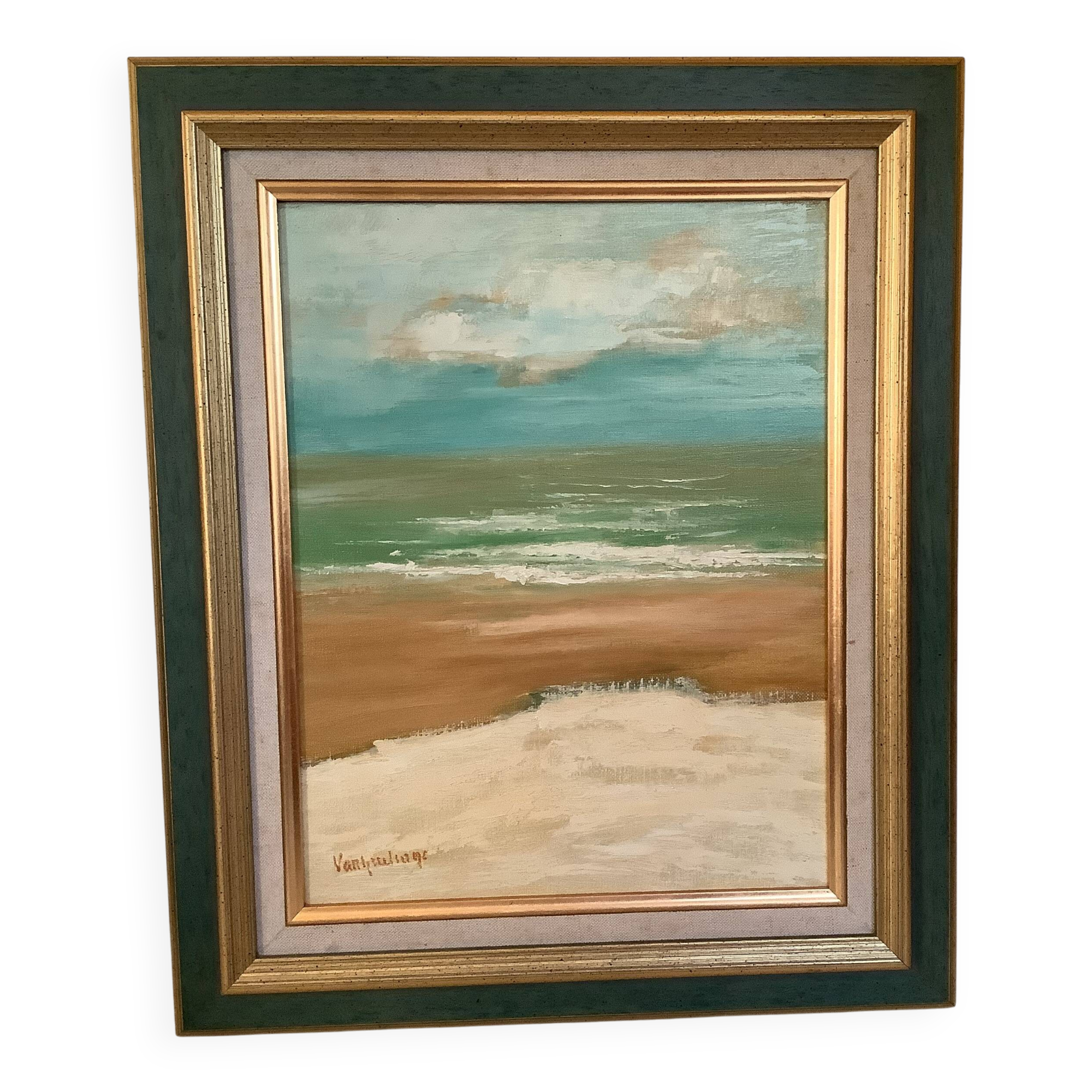 Marine painting by Pierre Van Grevelinge, oil on canvas, signed.