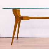 Mid Century Palisander and Glass Dining Table, Italy, 1950s