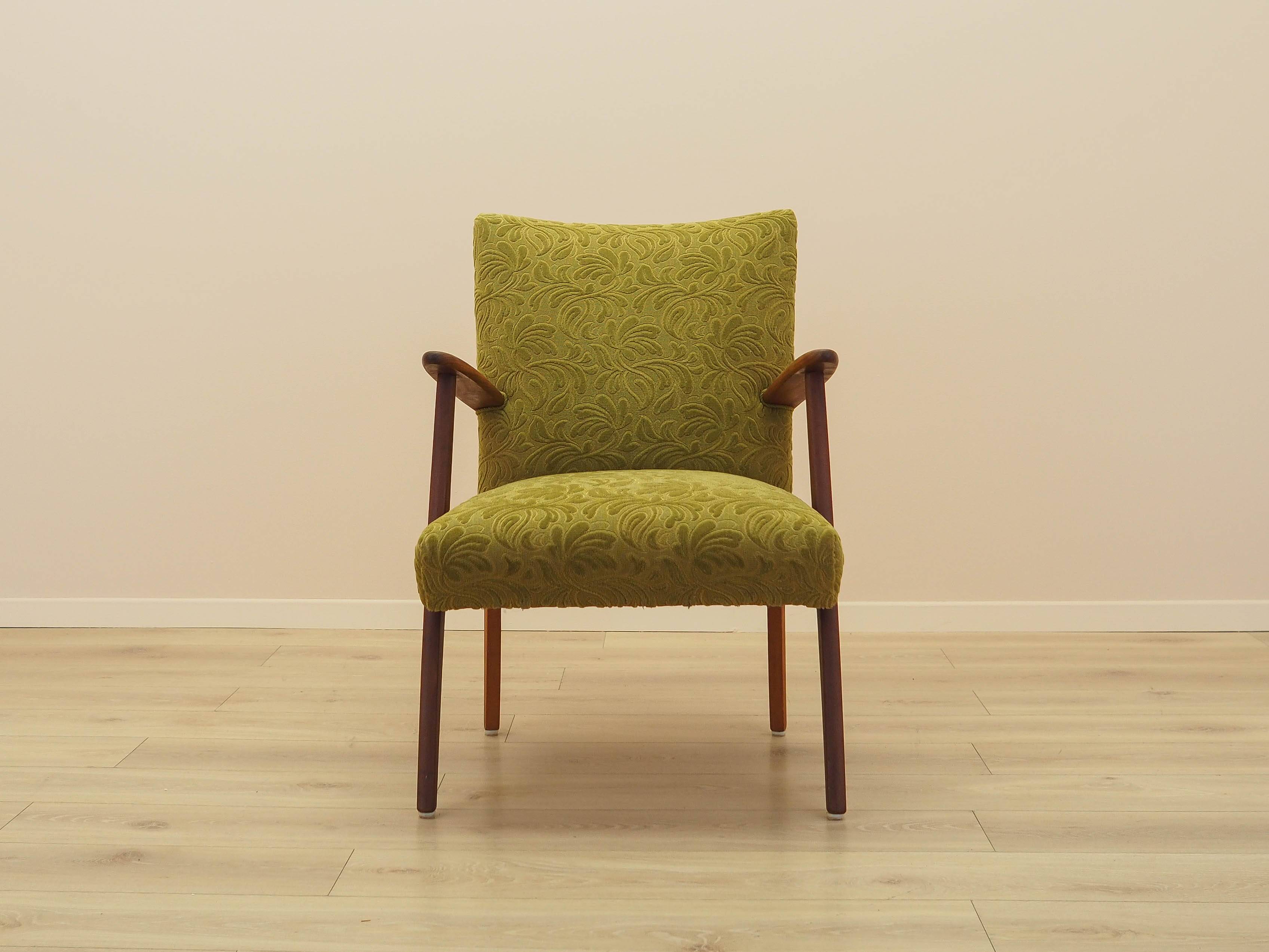 Green armchair, Danish design, 1960s, made in Denmark