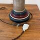 Large turned wooden lamp