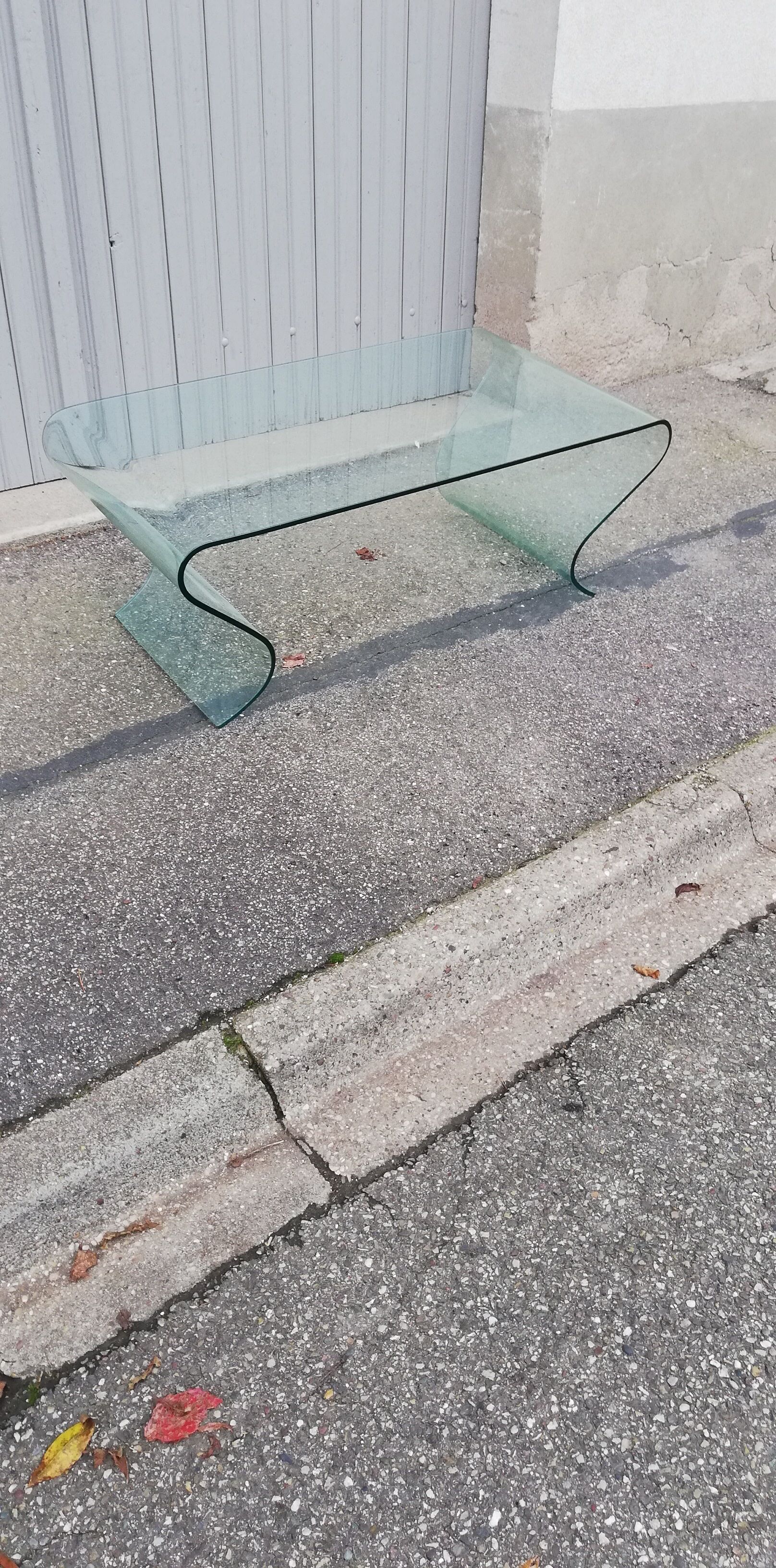 Vintage curved glass coffee table