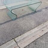 Vintage curved glass coffee table