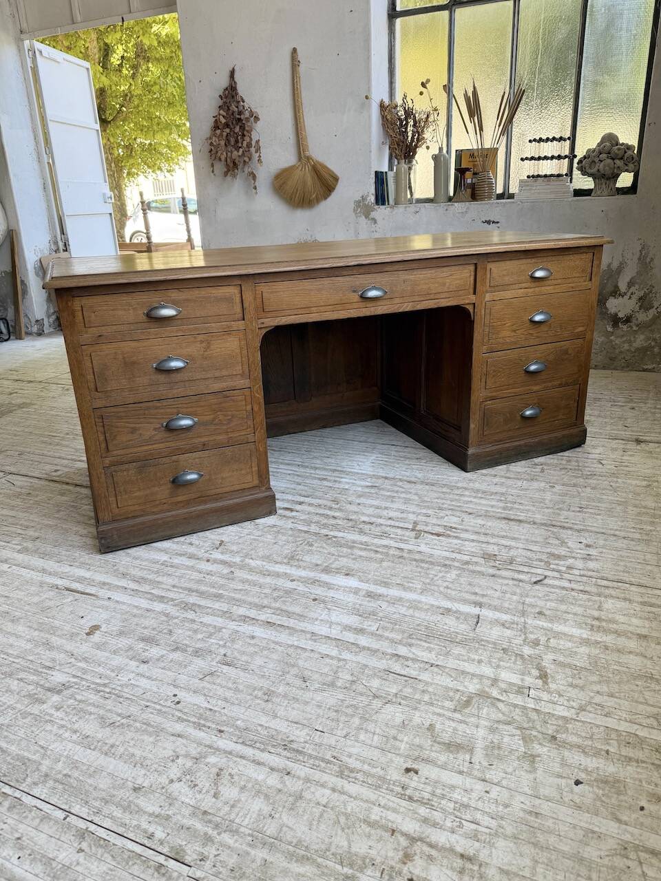 1950s oak office counter