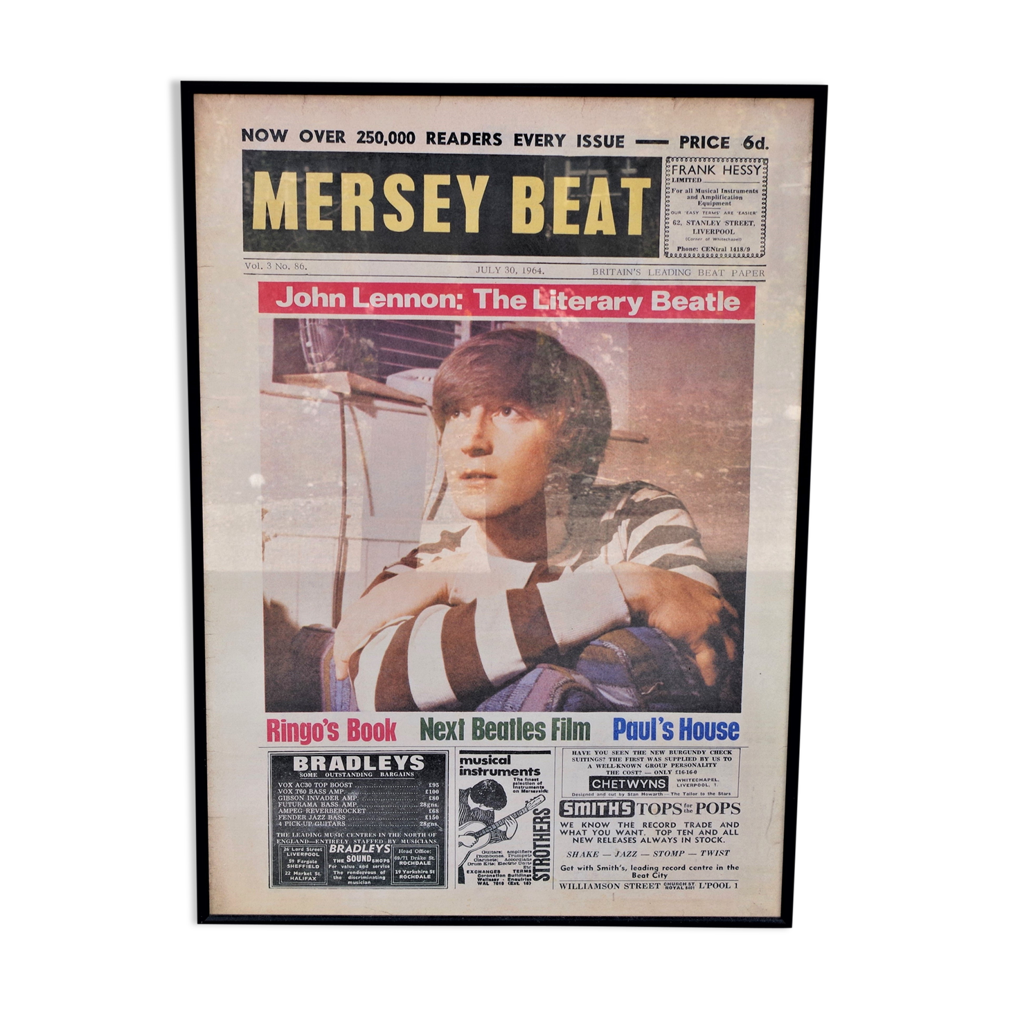 Vintage Beatles poster depicting John Lennon