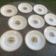 8 flat plates, Carnation model, art deco, CREIL ET MONTEREAU, floral pattern, old