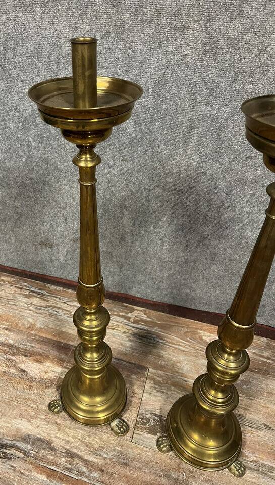 Pair of Italian bronze and brass candlesticks from the late 18th century