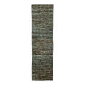 Tapis couloir en laine bleu unique tribal fait à la main de 91 cm x 341 cm