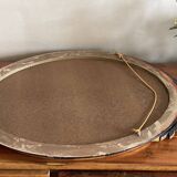 Oval mirror black and gold wood 65x50cm