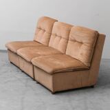 Set 3 poltrone modulari tessuto a quadretti beige anni ’70 vintage modernar