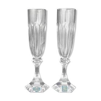 Pair of crystal flutes Saint Louis model Chambord