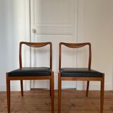 Pair of Scandinavian chairs in teak and skaï, 1965
